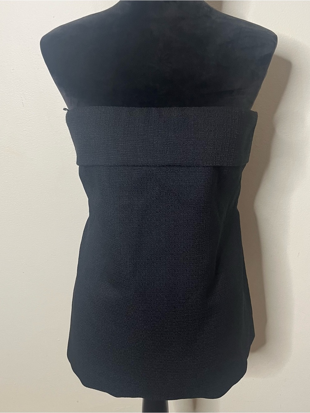 12th Tribe Black Textured Strapless Fold-Over Side Slit Tube Top Sz L~NWT
